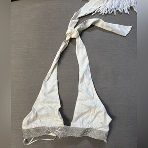 Zara White and Silver Halter Top- Size xs womens